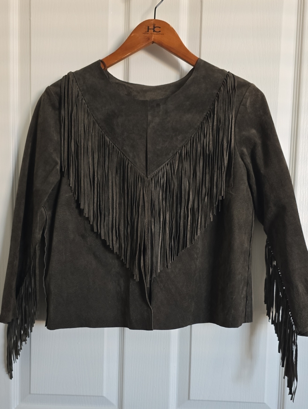 Willow & Clay Olive Fringe Suede Jacket